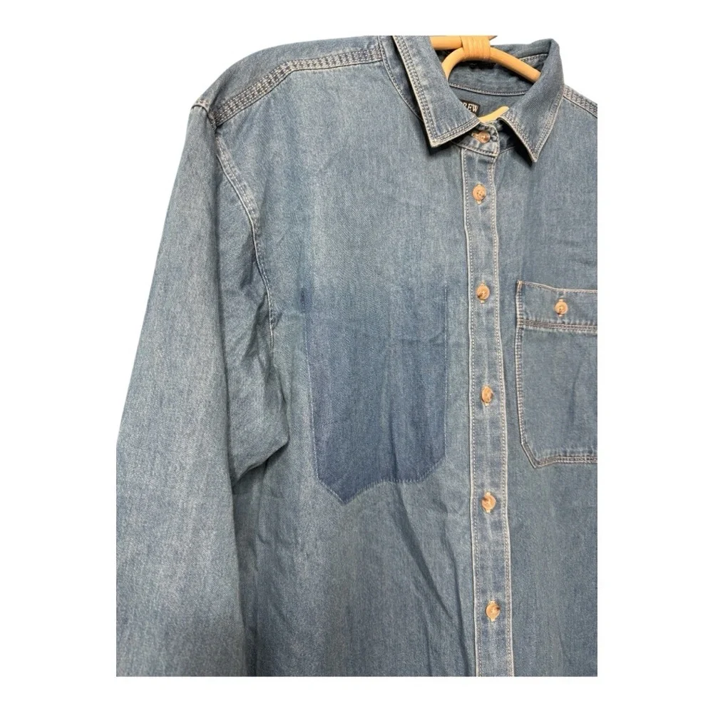 J Crew Chambray Button Down Relaxed Fit Denim Faux Pocket Shirt NEW‎ BY725